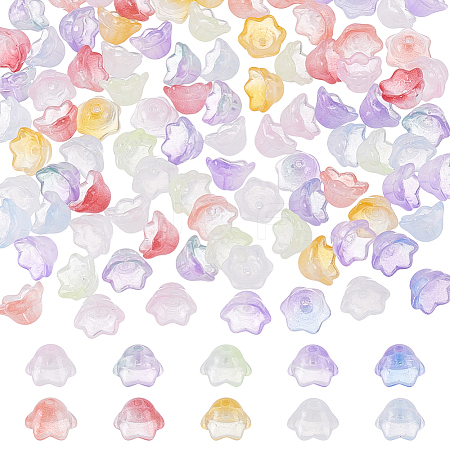 100Pcs 10 Colors Transparent Two Tone Spray Painted Glass Beads GLAA-ME0001-02-1
