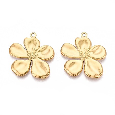 304 Stainless Steel Flower Pendants X-STAS-T067-30G-1