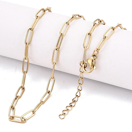 3MM Unisex 304 Stainless Steel Paperclip Chain Necklaces STAS-Q113-14G-02-1