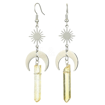 Natural Quartz Crystal Nuggets Dangle Earrings EJEW-TA00263-1