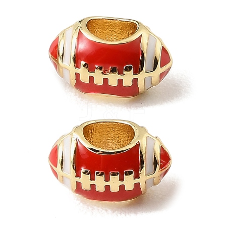Sports Ball Brass Enamel European Beads KK-CBAF2EC-03G-02-1