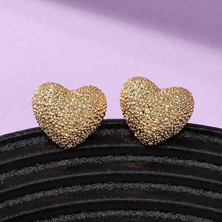 Brass Textured Stud Earrings EJEW-A143-02B-G-1