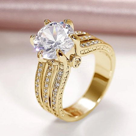 Brass Micro Pave Cubic Zirconia Finger Rings for Women FS-WGB56BB-11-1