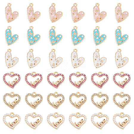 SUPERFINDINGS 36pcs 6 style Alloy Enamel Pendants FIND-FH0007-40-1