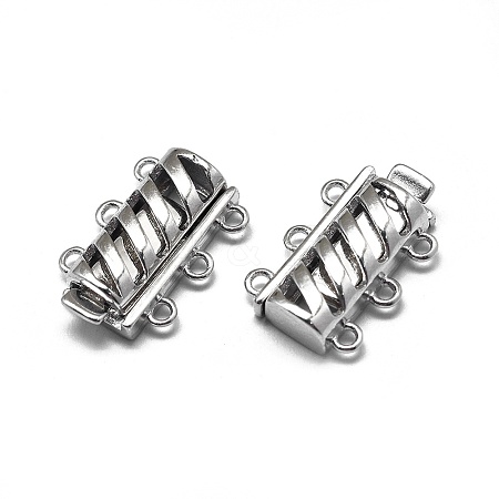 Anti-Tarnish Rhodium Plated 925 Sterling Silver Box Clasps STER-L057-017P-1