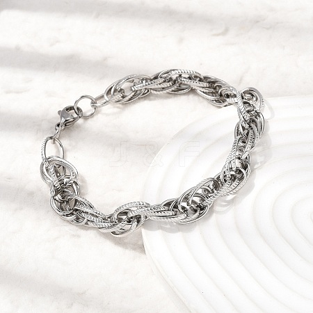 201 Stainless Steel Rope Chain Bracelets for Men STAS-T077-10P-1