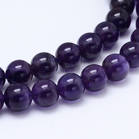 Natural Amethyst Round Bead Strands G-M212-6mm-01C-1