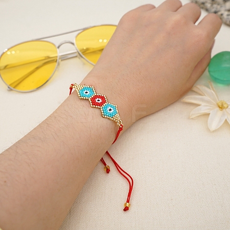 Friendship Evil Eye Loom Pattern Seed Beads Bracelets for Women BJEW-C011-15-1