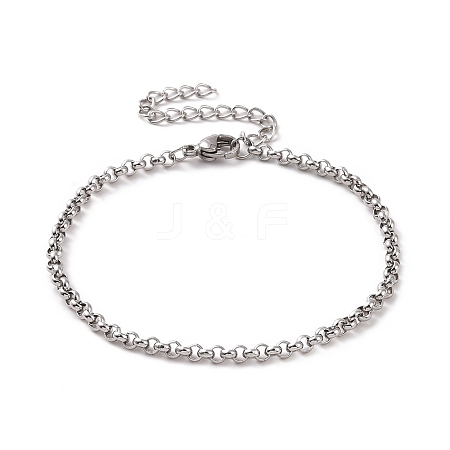 304 Stainless Steel Rolo Chain Bracelet for Men Women BJEW-E031-06P-08-1
