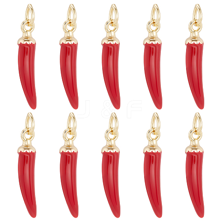 10Pcs Brass Enamel Pendants KK-BBC0018-65-1