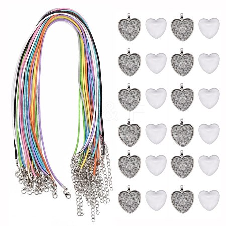 DIY 20pcs Transparent Clear Glass Thumbprint Heart Necklace Kits DIY-ZZ0001-01-1