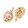 Brass Pave Pearl Pink Cubic Zirconia Pendants KK-A304-16G-3