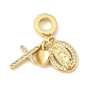 Brass Pave Clear Cubic Zirconia European Dangle Charms KK-A296-06B-G-1
