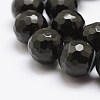 Faceted Natural Black Agate Beads Strands G-F447-6mm-H05-3