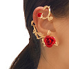 Alloy Rose Flower Stud Earrings EJEW-C058-01LG-1