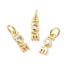 Rack Plating Brass Cubic Zirconia Charms KK-K270-25G-4