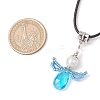 Angel Glass Sead Beaded Wing Pendant Necklaces NJEW-MZ00090-01-3