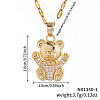 Brass Clear Cubic Zirconia Cute Romantic Cartoon Bear Pendant Necklaces for Holidays QG0958-6