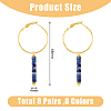 8 Pair 8 Style Natural & Synthetic Mixed Gemstone Beaded Column Drop Earrings EJEW-AB00040-2