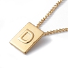 Stainless Steel Initial Letter Rectangle Pendant Necklace for Men Women LS-NJEW-E090-01G-04-1