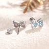 304 Stainless Steel Cubic Zirconia Stud Earrings FS-WGE3C70-03-2