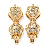 Bowknot Brass Micro Pave Clear Cubic Zirconia Box Clasps KK-N254-99G-1