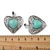 Synthetic Turquoise Peach Love Heart Pendants G-G158-01U-3