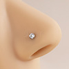 316 Surgical Stainless Steel Crystal Rhinetone Flat Round L-Shaped Nose Rings WGCD50A-02-5