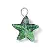 Starfish Gradient Color Baking Paint Transparent Glass Pendants PALLOY-JF03265-02-3