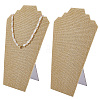 2-Slot Paperboard Covered with Linen Slant Back Bust Shaped Necklace Display Stands NDIS-WH20015-01A-1