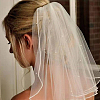 Long Mesh Tulle Bridal Veils with Combs & Plastic Pearl OHAR-WH0025-13-7
