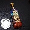 Natural & Synthetic Mixed Gemstone Rectangle Pendant Necklace DP0234-4-1