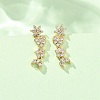 Brass Pave Cubic Zirconia Stud Crawler Earrings KK-CBAA351-11G-1