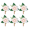 6Pcs Cloth Artificial Flower Boutonniere JEWB-FH0002-78-1