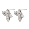 Brass Micro Pave Cubic Zirconia Stud Earring Findings with Loops CU-CBA1682-05P-1
