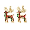 Christmas Brass Micro Pave Cubic Zirconia Enamel Pendants KK-B161-15G-01-1