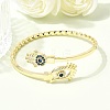 Eye Theme Brass Micro Pave Cubic Zirconia Cuff Bangles for Women BJEW-F526-01B-G-2