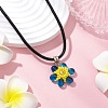 Glass Rhinestone & Glass Seed Beads Beaded Flower Pendant Necklaces NJEW-MZ00078-05-1