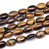 Natural Tiger Eye Flat Oval Bead Strands G-M206-19-1