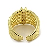 Brass Micro Pave Cubic Zirconia Cuff Rings for Women LS-RJEW-E294-04G-03-3