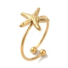 Ion Plating (IP) 304 Stainless Steel Starfish Open Cuff Rings for Women RJEW-M167-08B-G-1