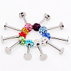 316 Surgical Stainless Steel Rhinestone Round Ball Threadless Labrets WG0410F-02-4