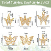   10Pcs 5 Style Brass Micro Pave Clear Cubic Zirconia Charms KK-PH0006-04-2