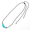 Synthetic Turquoise Chip Beaded Adjustable Necklaces with Synthetic Non-magnetic Hematite Square Beads TO0645-6-1