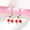 Cherry Brass Enamel Hoop Earrings EJEW-M077-14P-02-5