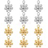 12Pcs 430 Stainless Steel Small Flower Pendants JX238A-1