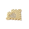Brass Micro Pave Cubic Zirconia Heart Connector Charms KK-A252-28G-01-2