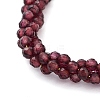 Mozambique Import Natural Garnet Round Beaded Bracelets BJEW-B095-01-2