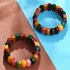 Dyed Natural Multi-Color Agate Beaded Stretch Bracelets for Women Men BJEW-M049-09A-2