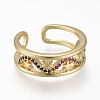 Brass Micro Pave Cubic Zirconia Cuff Rings RJEW-K232-11G-2